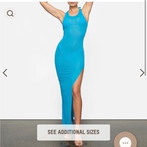Skims MESH COVER UP LONG DRESS TURQOUISE  NWT